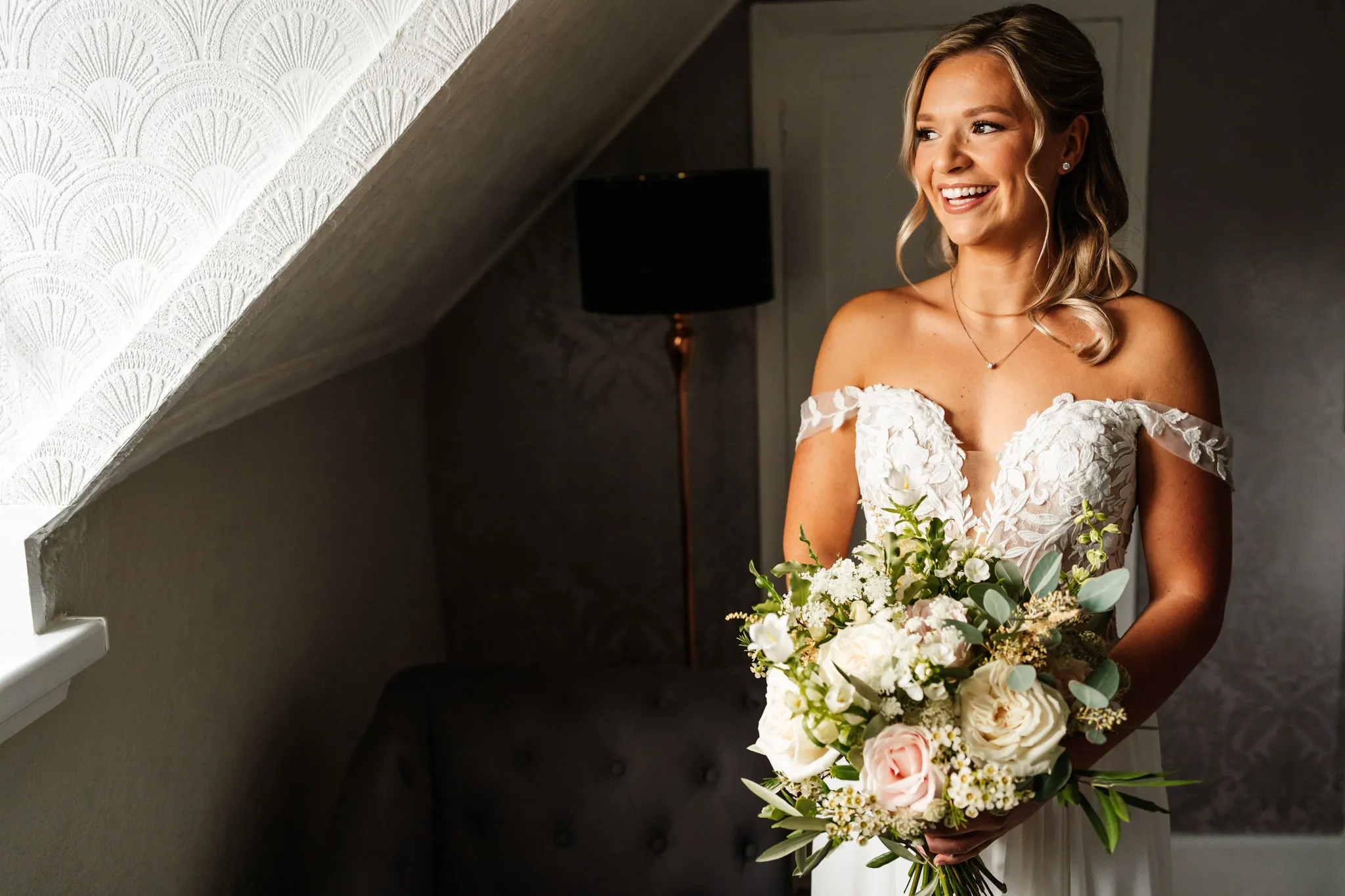 Bride with bouquet at Springfield House
