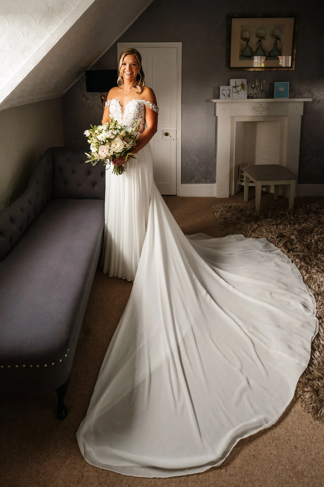 Bride in wedding dress at Springfield House