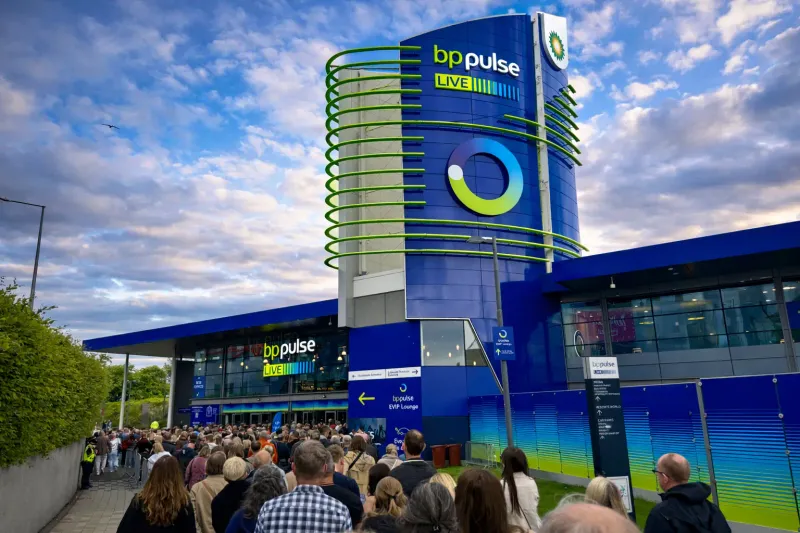 Crowds arriving at bp pulse LIVE Birmingham for a concert, minutes from Springfield House B&B